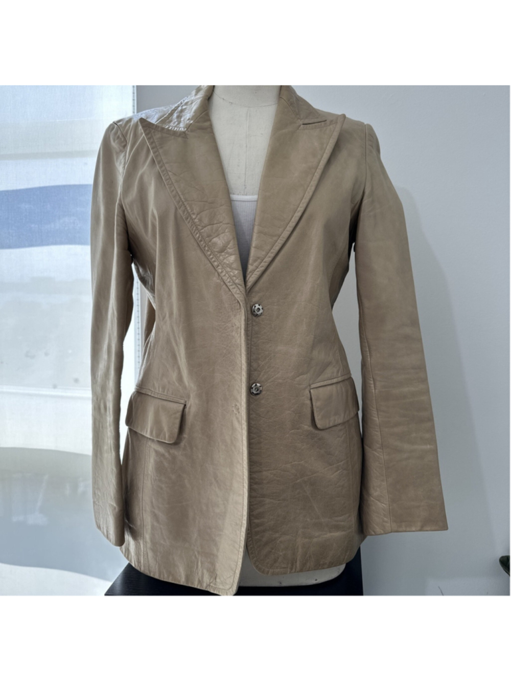 barbara bui leather jacket Beige Iridescent 40 FR Calfskin